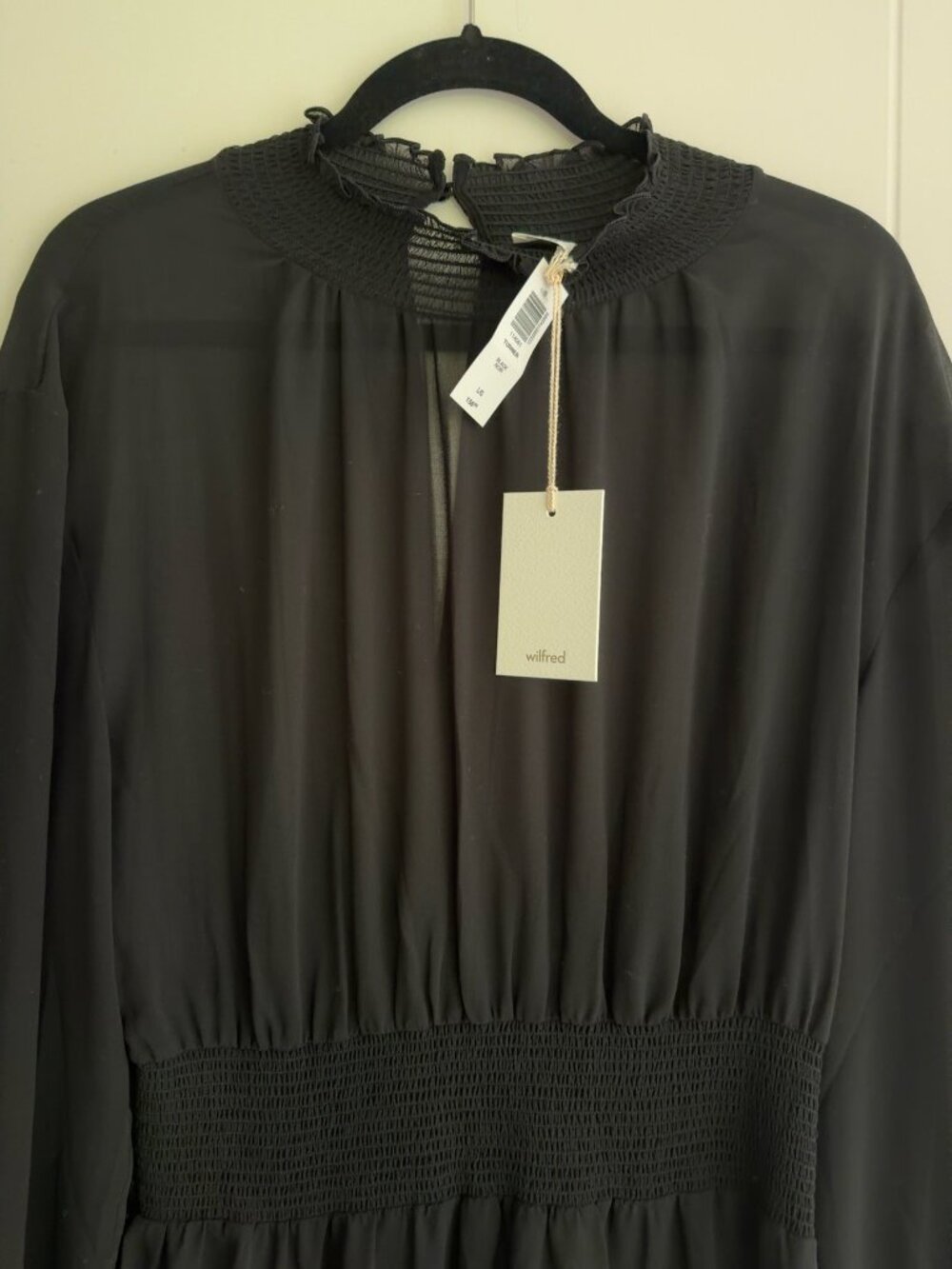 NWT Wilfred Turner Black Chiffon Midi Dress Size L | Aritzia